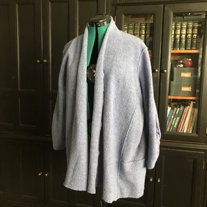 Eileen Fisher Blue Merino Wool Cardigan